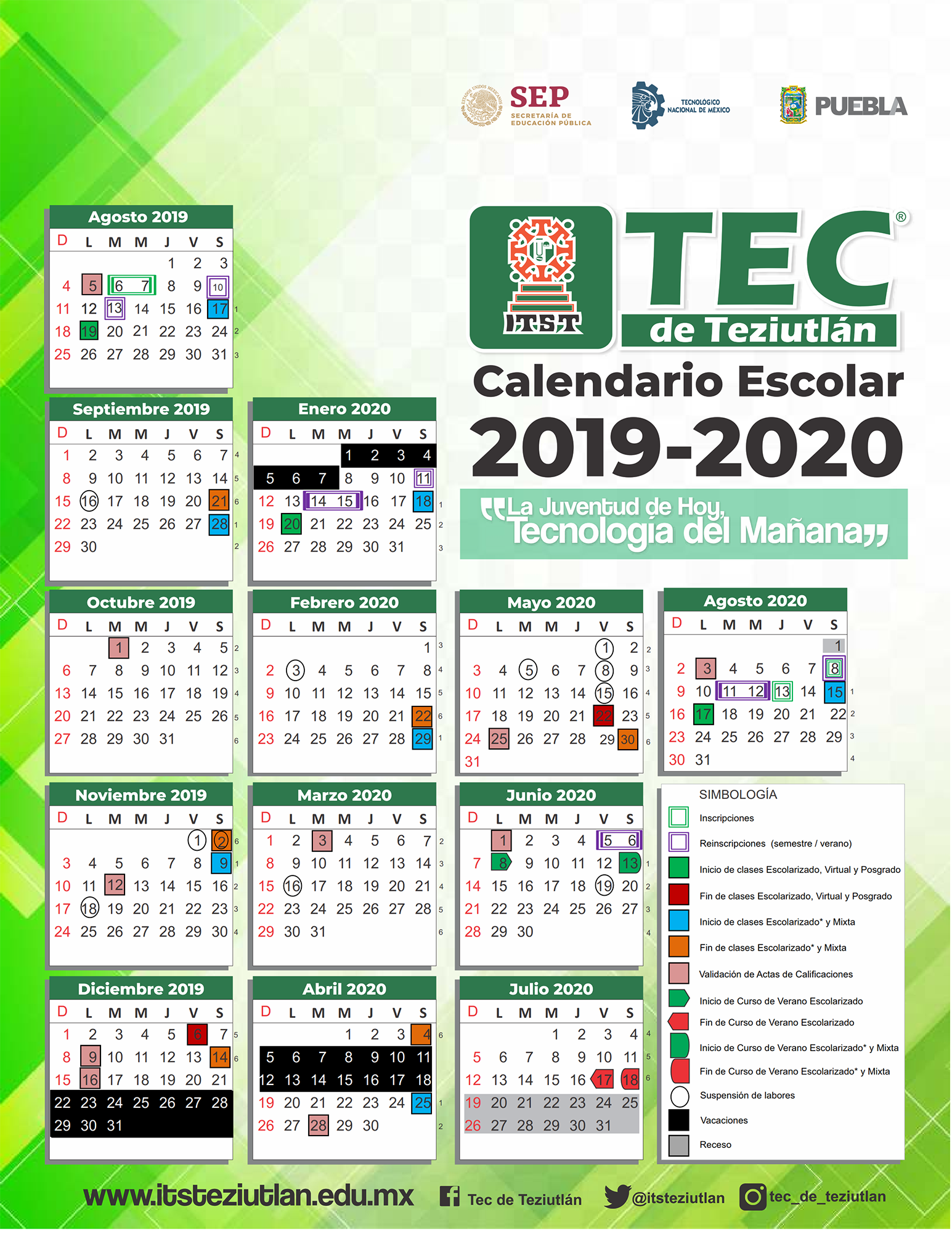 Calendario Escolar I.T.S.T. 2019 - 2020
